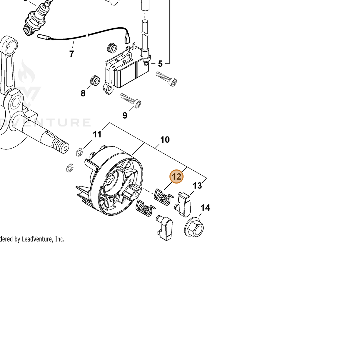 ECHO part P022054270 — IPL diagram snippet (6x zoom, amber highlight)