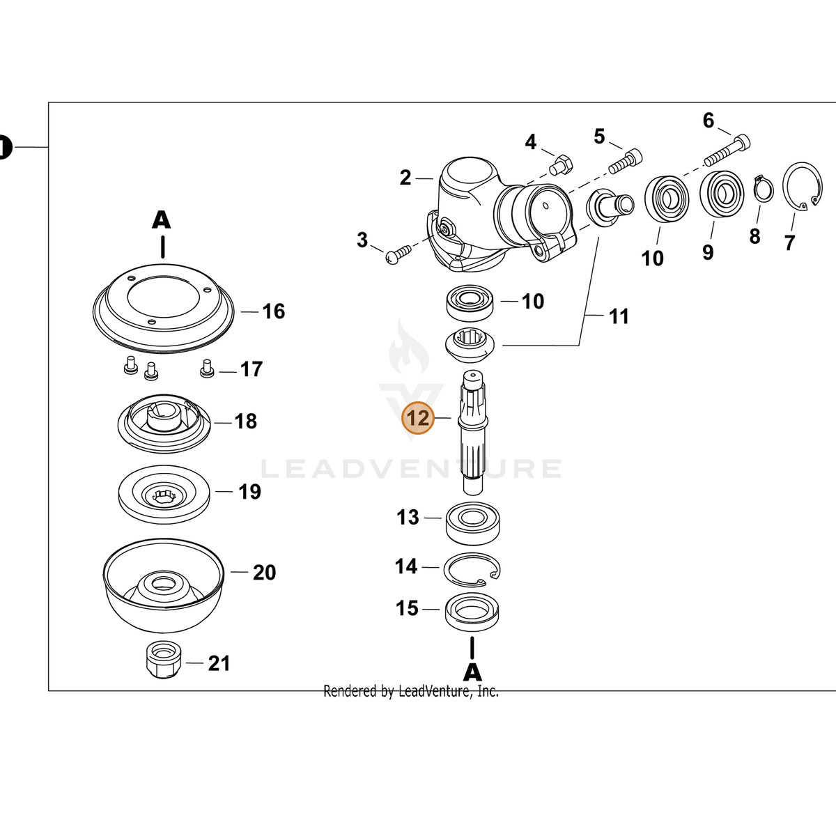 ECHO part P022054930 — IPL diagram snippet (6x zoom, amber highlight)