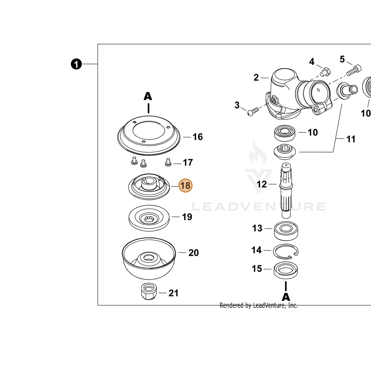 ECHO part P022054940 — IPL diagram snippet (6x zoom, amber highlight)