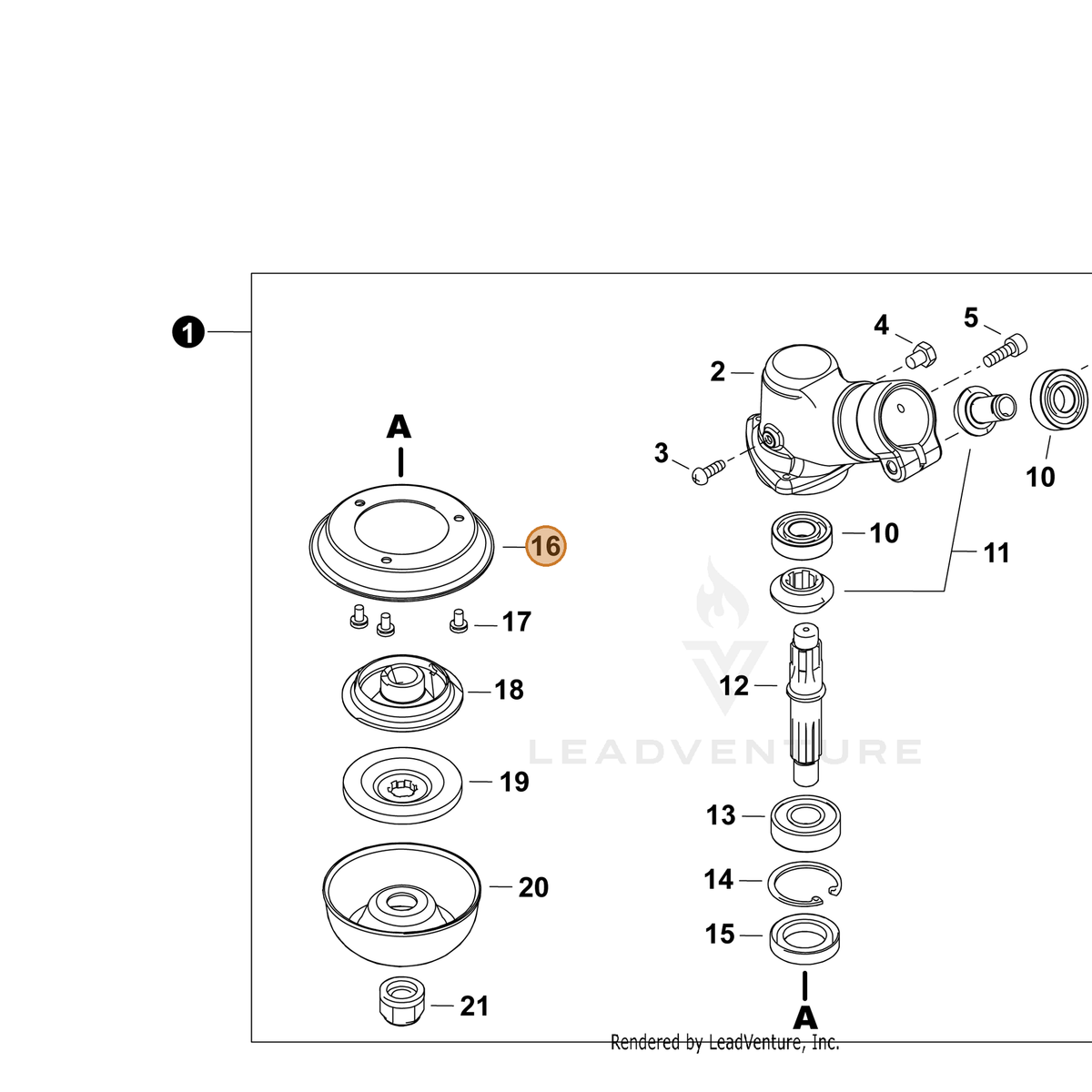 ECHO part P022054970 — IPL diagram snippet (6x zoom, amber highlight)