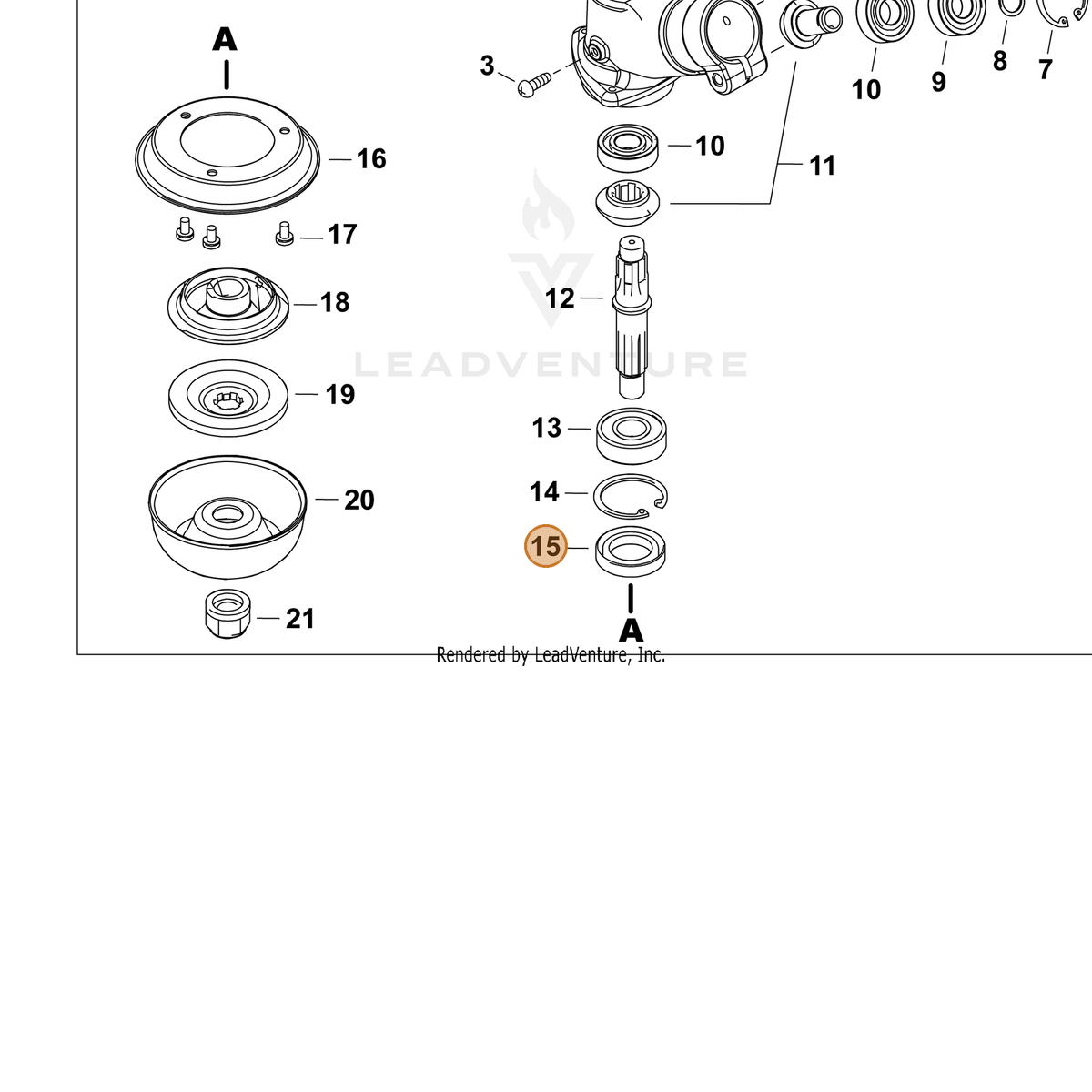 ECHO part P022055030 — IPL diagram snippet (6x zoom, amber highlight)