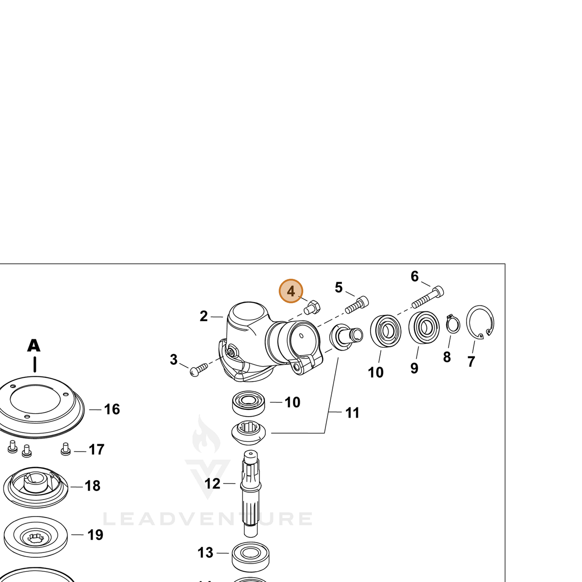 ECHO part P022055060 — IPL diagram snippet (6x zoom, amber highlight)