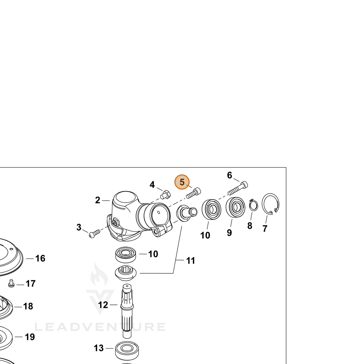 ECHO part P022055070 — IPL diagram snippet (6x zoom, amber highlight)