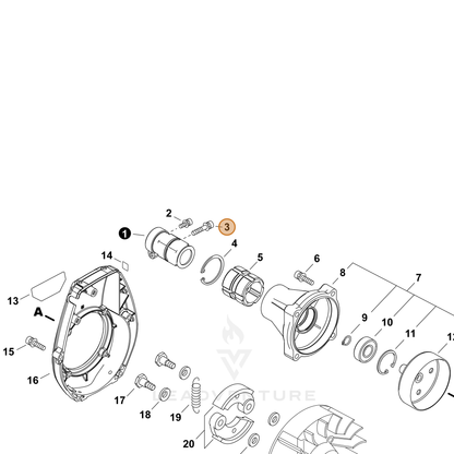 ECHO part P022055080 — IPL diagram snippet (6x zoom, amber highlight)