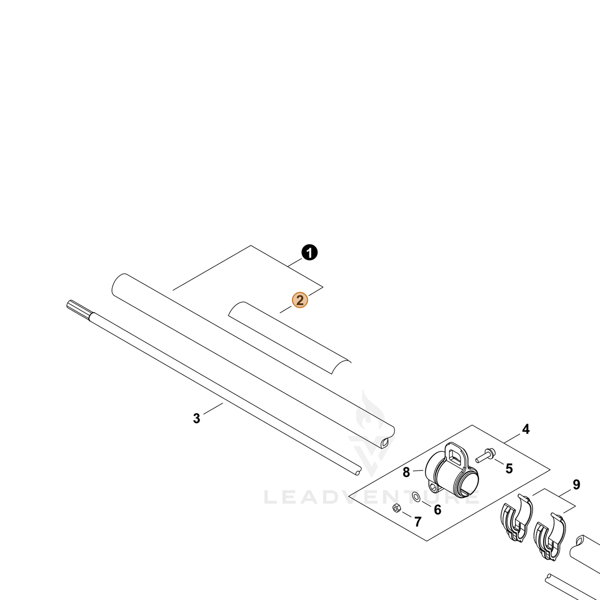ECHO part P022055120 — IPL diagram snippet (6x zoom, amber highlight)