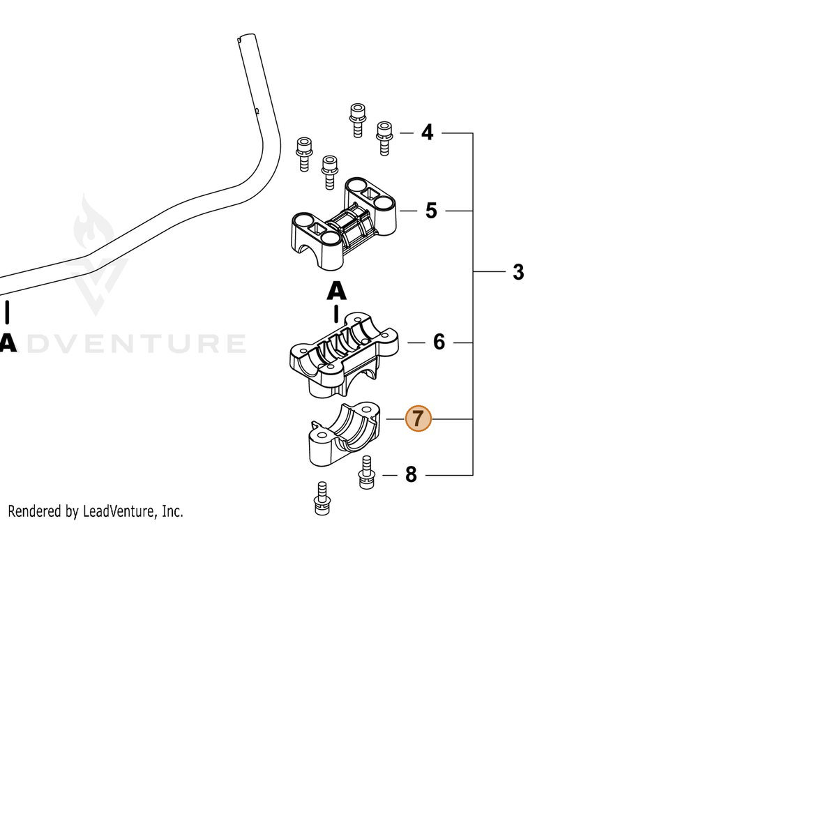 ECHO part P022055190 — IPL diagram snippet (6x zoom, amber highlight)