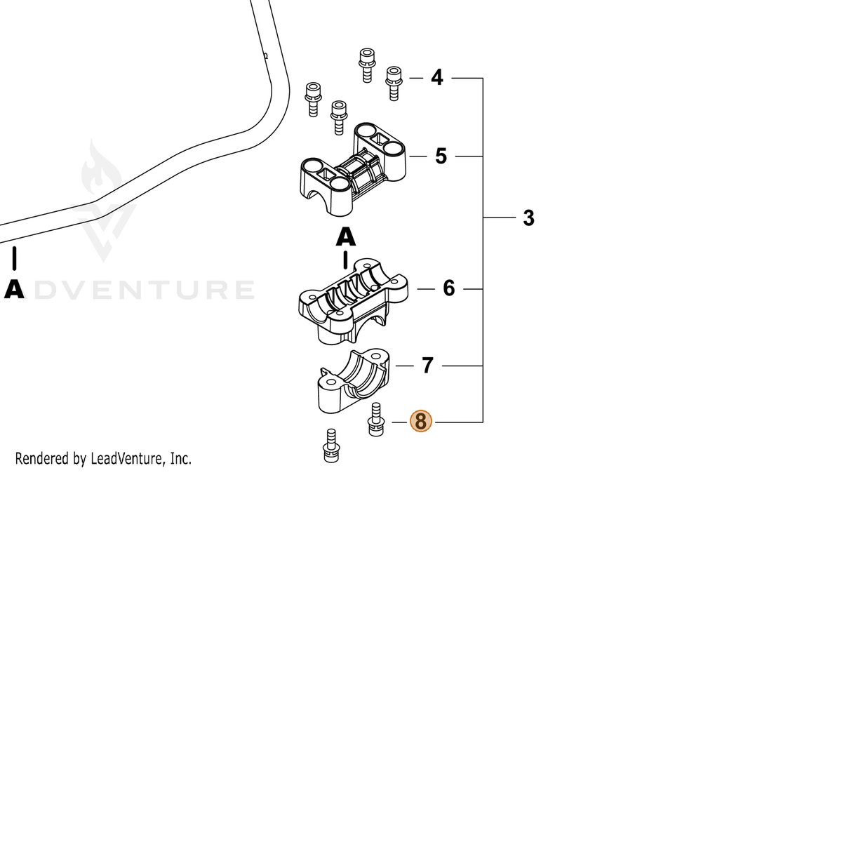 ECHO part P022055220 — IPL diagram snippet (6x zoom, amber highlight)