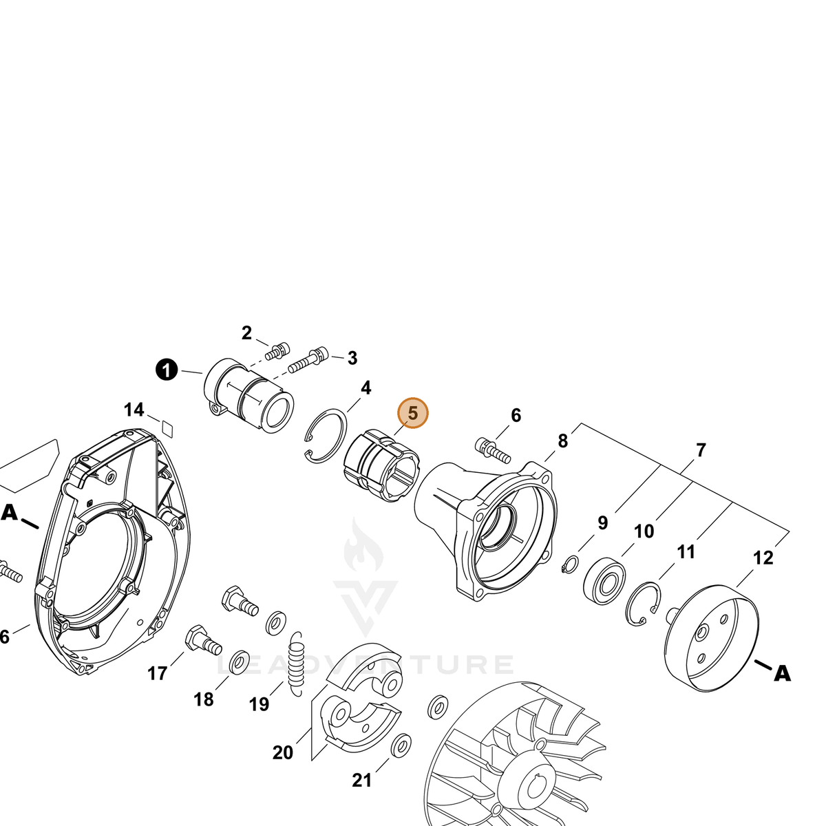 ECHO part P022055270 — IPL diagram snippet (6x zoom, amber highlight)