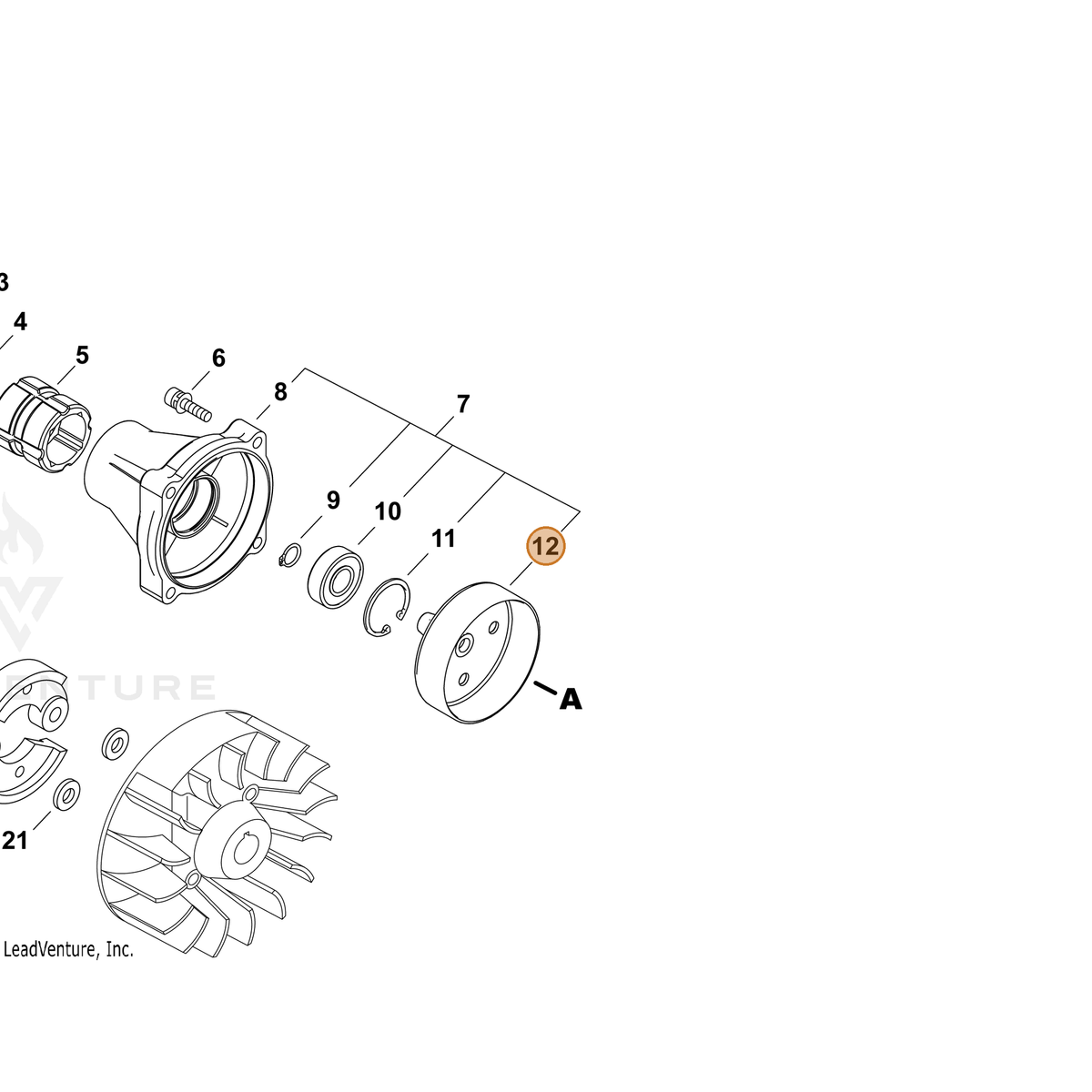 ECHO part P022055280 — IPL diagram snippet (6x zoom, amber highlight)