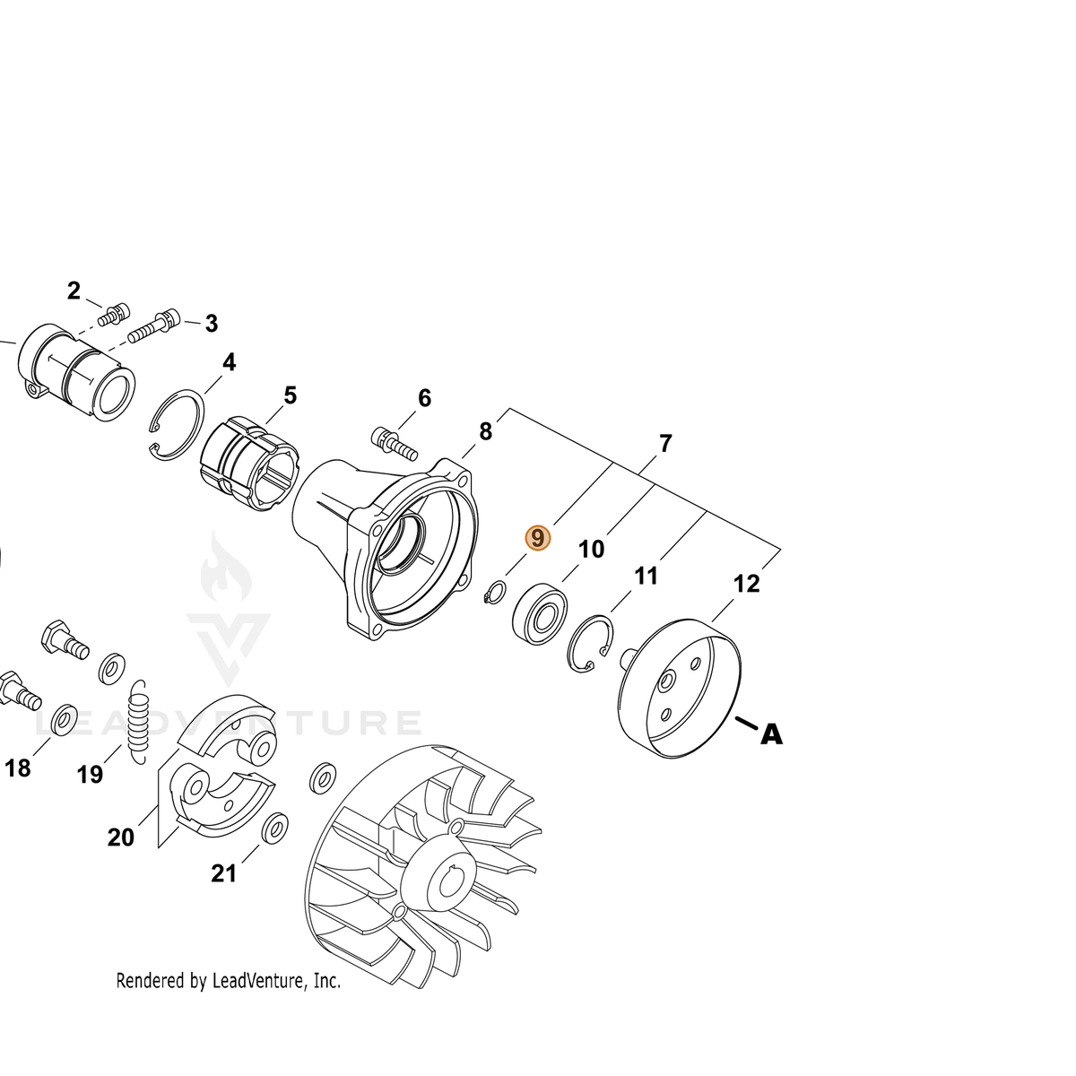 ECHO part P022055300 — IPL diagram snippet (6x zoom, amber highlight)