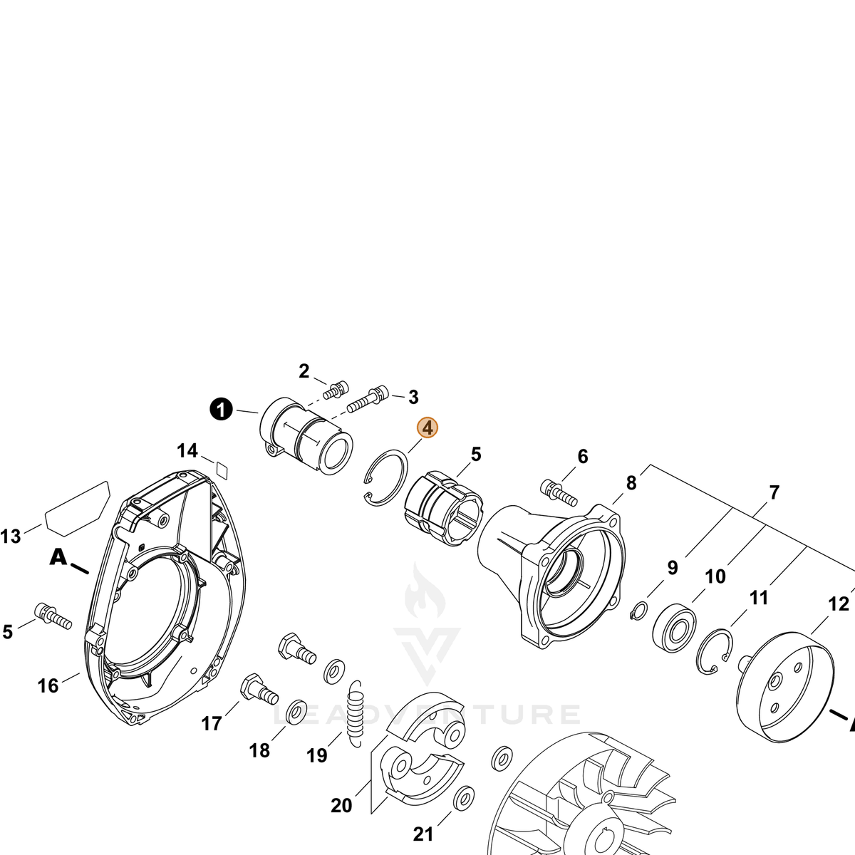 ECHO part P022055310 — IPL diagram snippet (6x zoom, amber highlight)