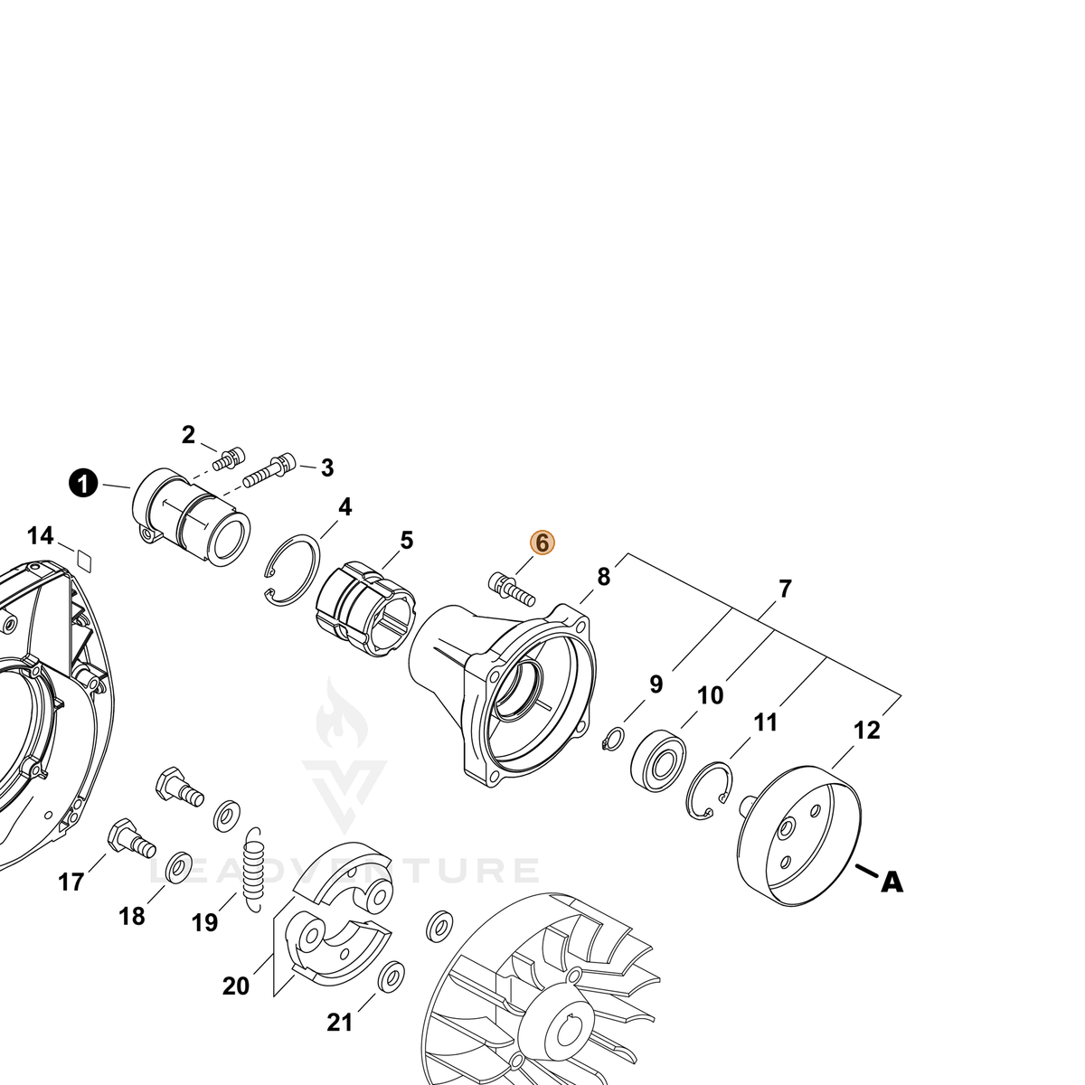 ECHO part P022055340 — IPL diagram snippet (6x zoom, amber highlight)
