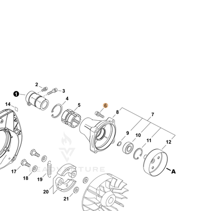 ECHO part P022055340 — IPL diagram snippet (6x zoom, amber highlight)