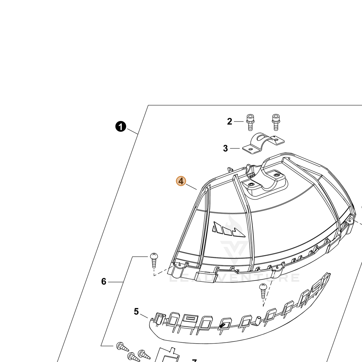 ECHO part P022055400 — IPL diagram snippet (6x zoom, amber highlight)