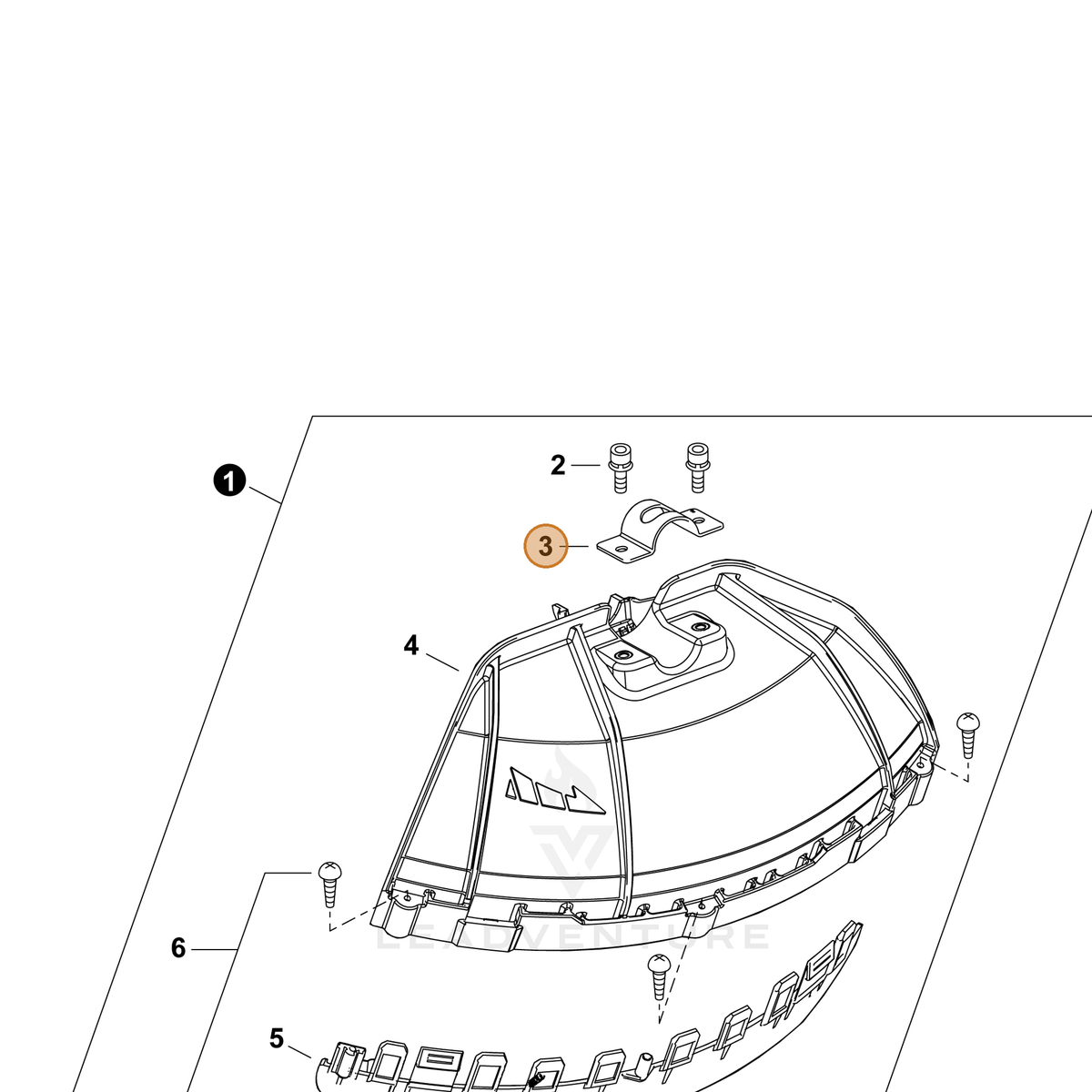 ECHO part P022055430 — IPL diagram snippet (6x zoom, amber highlight)