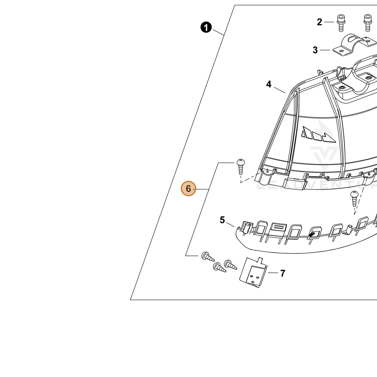 ECHO part P022055450 — IPL diagram snippet (6x zoom, amber highlight)