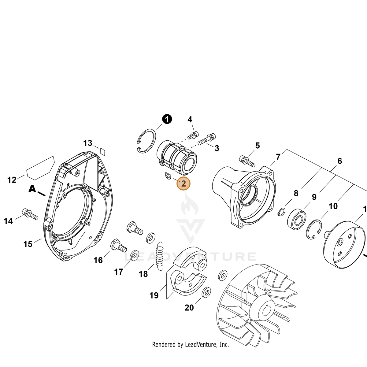 ECHO part P022062100 — IPL diagram snippet (6x zoom, amber highlight)
