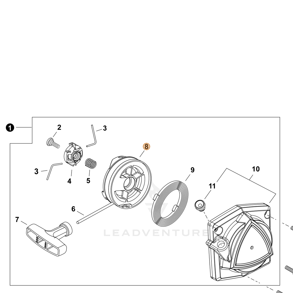 Echo part P022064660 — IPL diagram snippet (6x zoom, amber highlight)