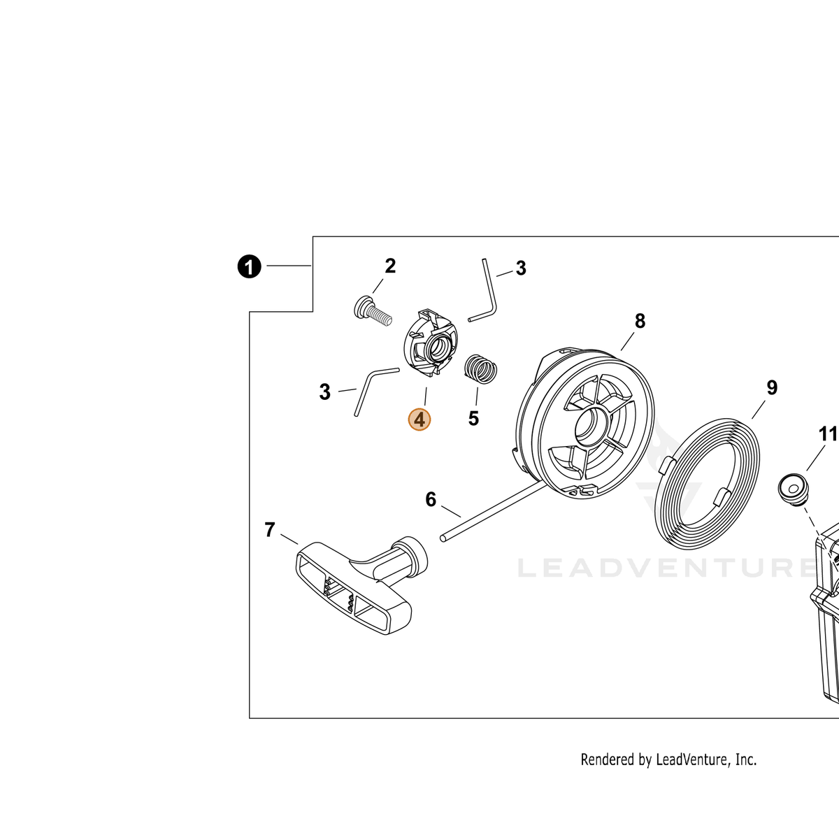 Echo part P022064680 — IPL diagram snippet (6x zoom, amber highlight)
