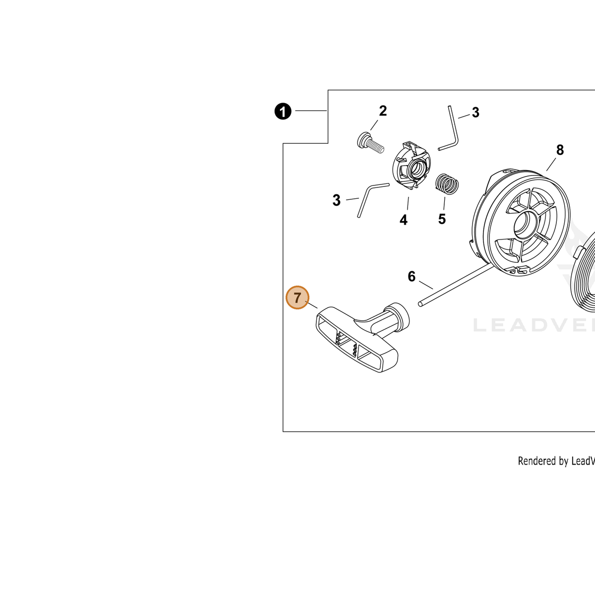 Echo part P022064710 — IPL diagram snippet (6x zoom, amber highlight)