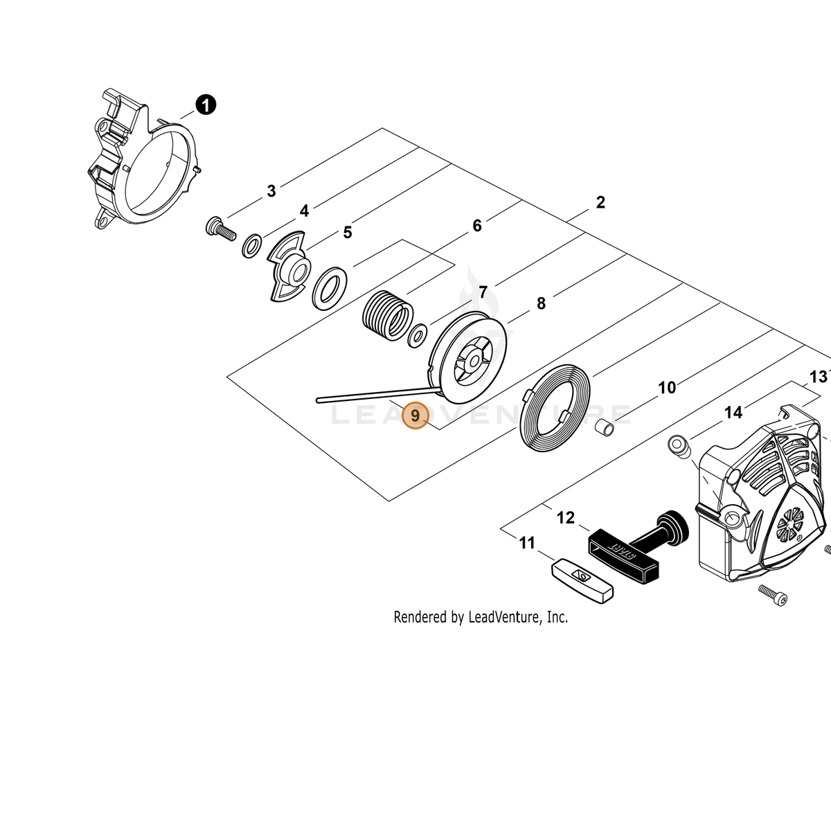 ECHO part P022065140 — IPL diagram snippet (6x zoom, amber highlight)