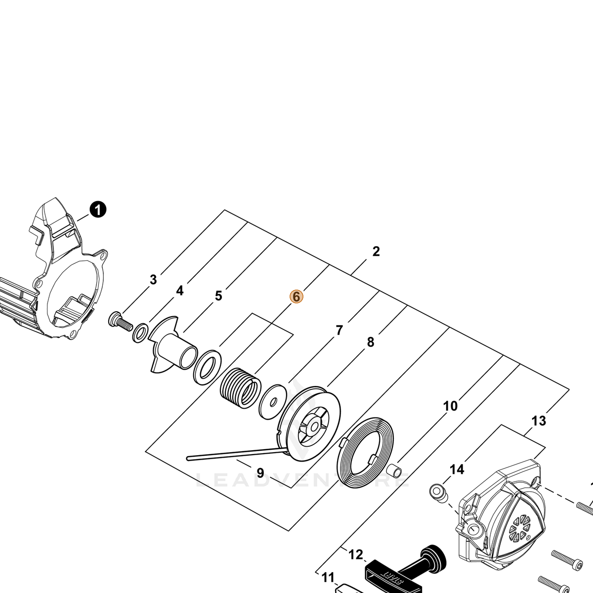 Echo part P022068210 — IPL diagram snippet (6x zoom, amber highlight)