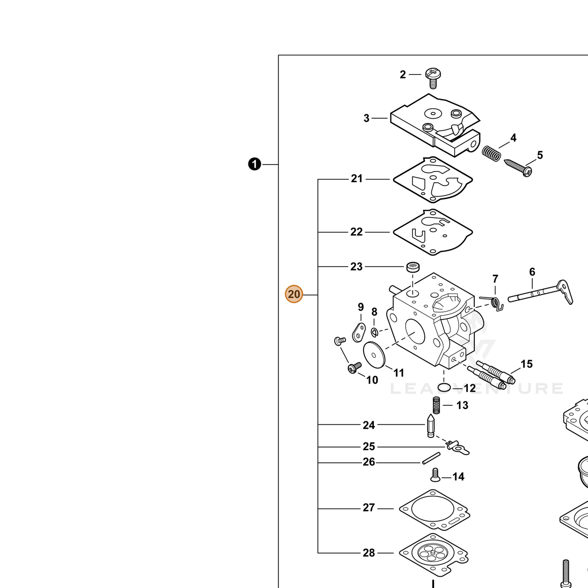 ECHO part P033000080 — IPL diagram snippet (6x zoom, amber highlight)