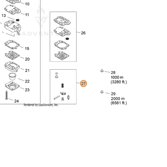 Echo part P050008590 — IPL diagram snippet (6x zoom, amber highlight)