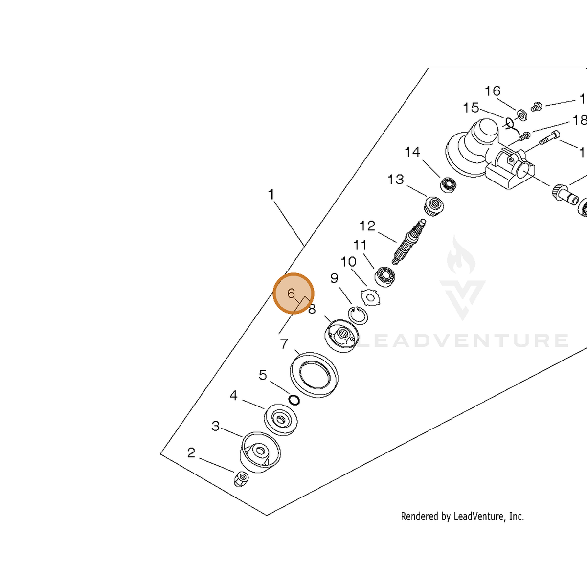 ECHO part P050010710 — IPL diagram snippet (6x zoom, amber highlight)