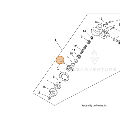 ECHO part P050010710 — IPL diagram snippet (6x zoom, amber highlight)
