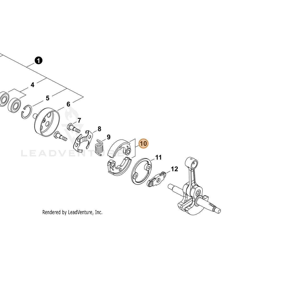 ECHO part P100000100 — IPL diagram snippet (6x zoom, amber highlight)