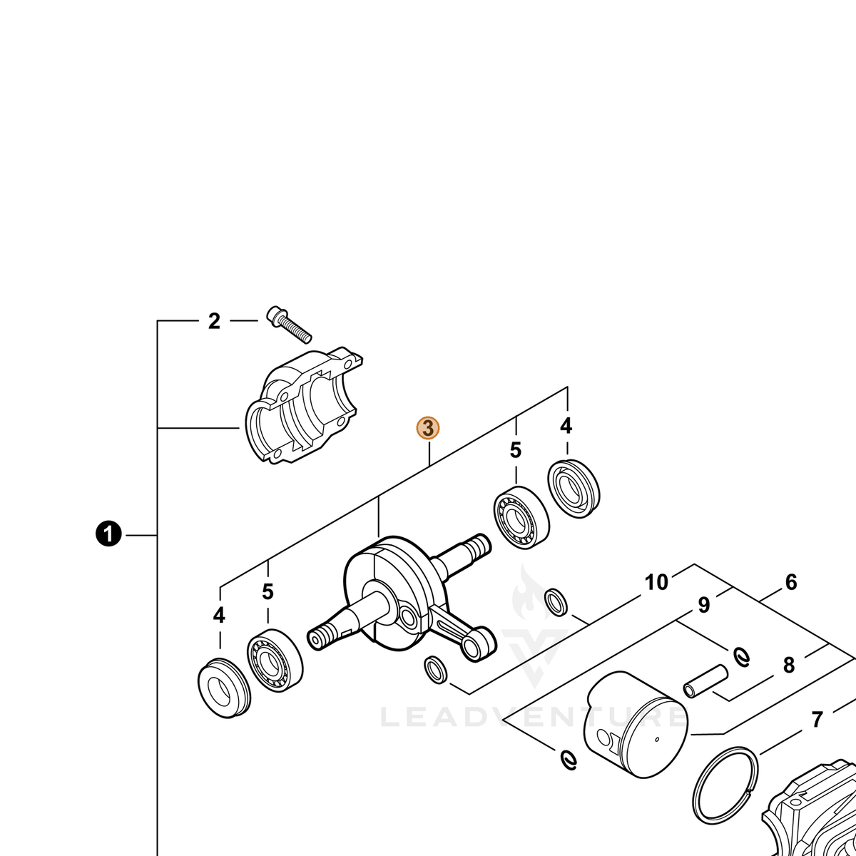 ECHO part P100000820 — IPL diagram snippet (6x zoom, amber highlight)