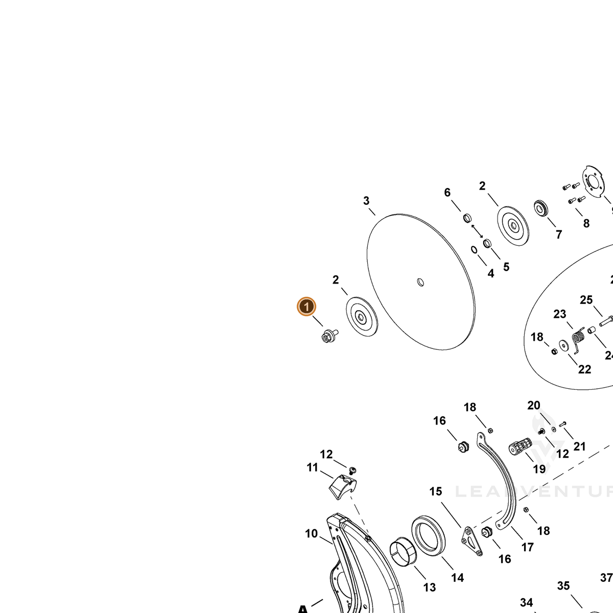 ECHO part P100001640 — IPL diagram snippet (6x zoom, amber highlight)