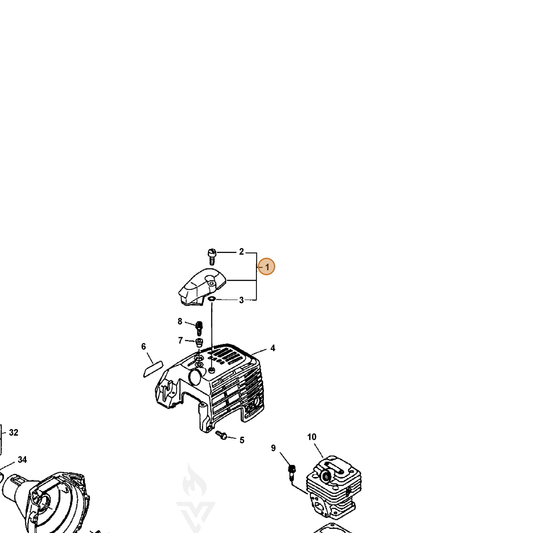 Echo part P100002320 — IPL diagram snippet (6x zoom, amber highlight)