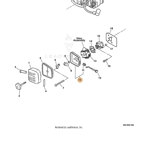 Echo part P100002340 — IPL diagram snippet (6x zoom, amber highlight)