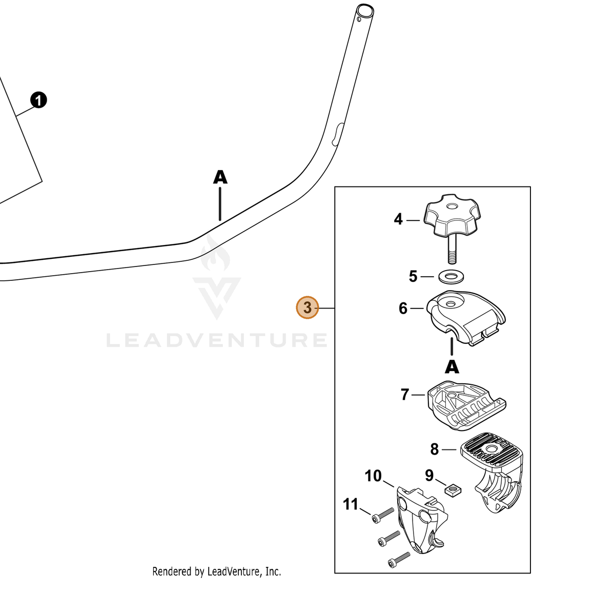 Echo part P100002570 — IPL diagram snippet (6x zoom, amber highlight)
