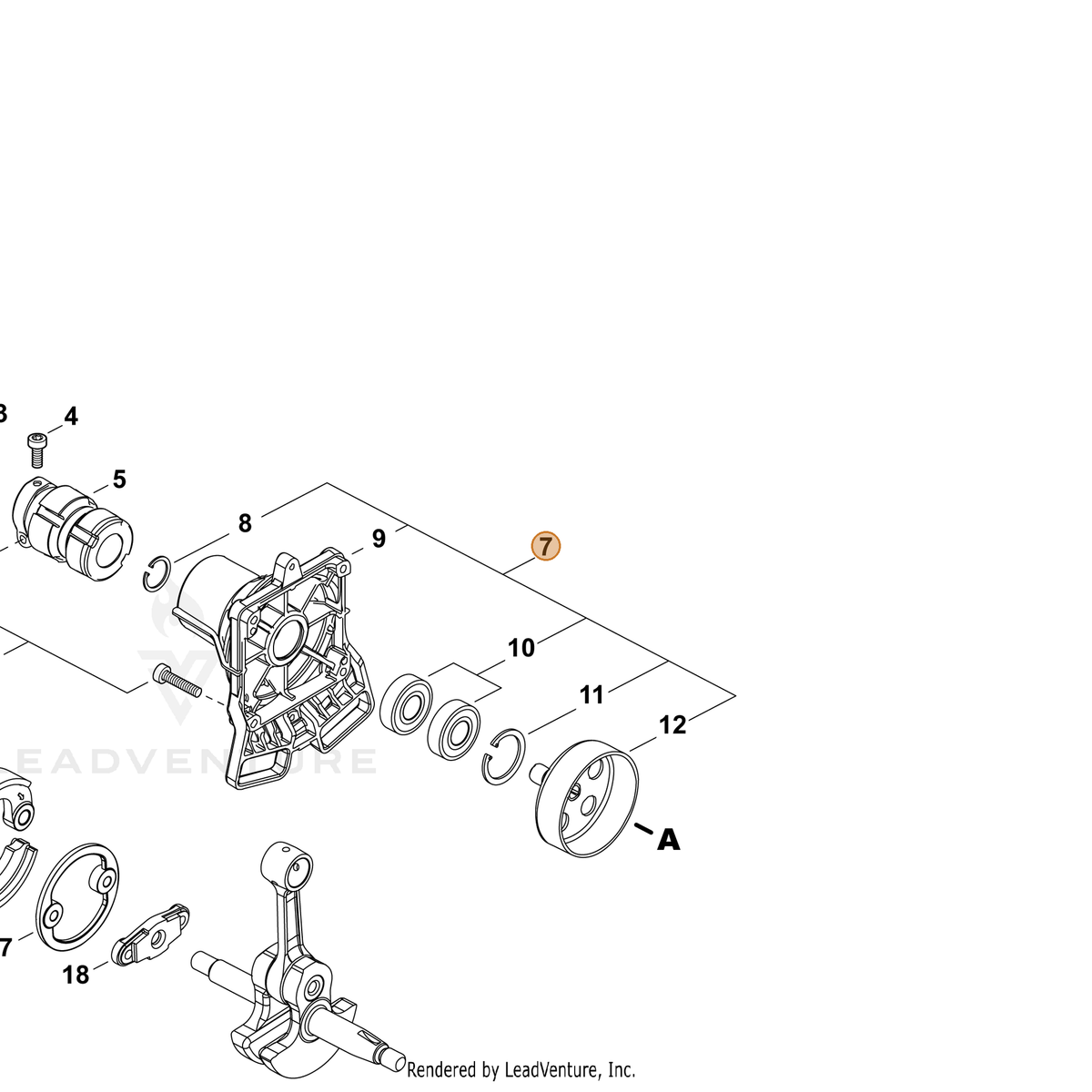 ECHO part P100002610 — IPL diagram snippet (6x zoom, amber highlight)
