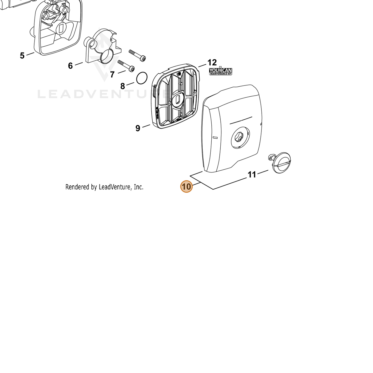 ECHO part P100002760 — IPL diagram snippet (6x zoom, amber highlight)
