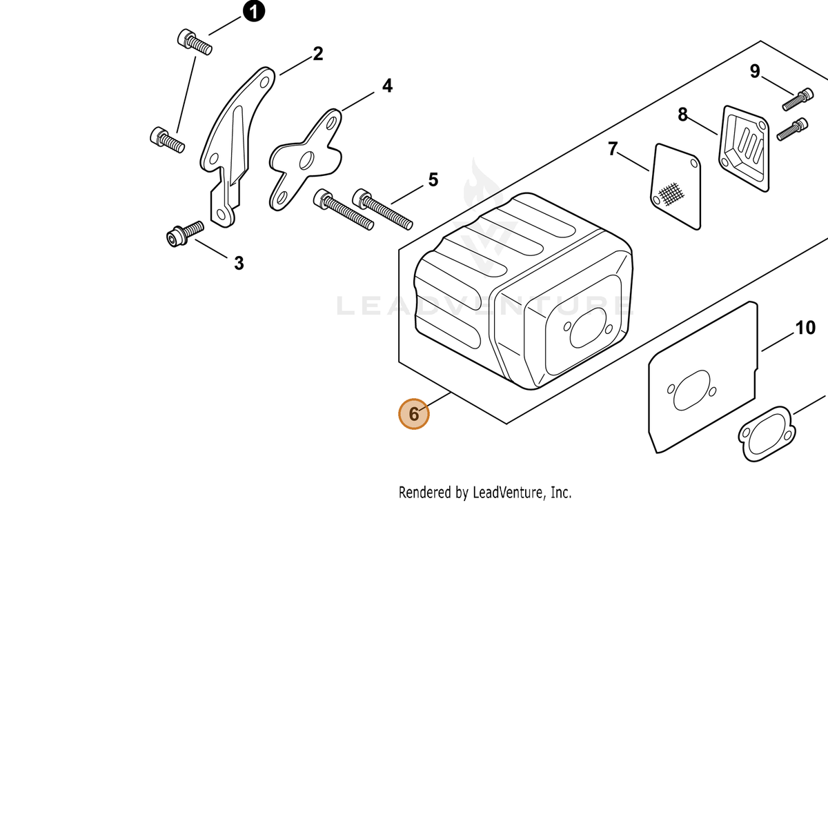 ECHO part P100003110 — IPL diagram snippet (6x zoom, amber highlight)
