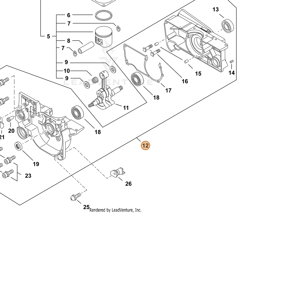 ECHO part P100003120 — IPL diagram snippet (6x zoom, amber highlight)