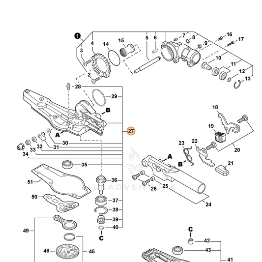 Echo part P100003623 — IPL diagram snippet (6x zoom, amber highlight)