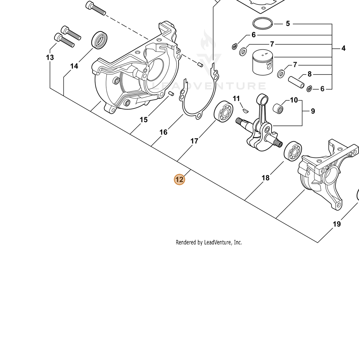 ECHO part P100003810 — IPL diagram snippet (6x zoom, amber highlight)