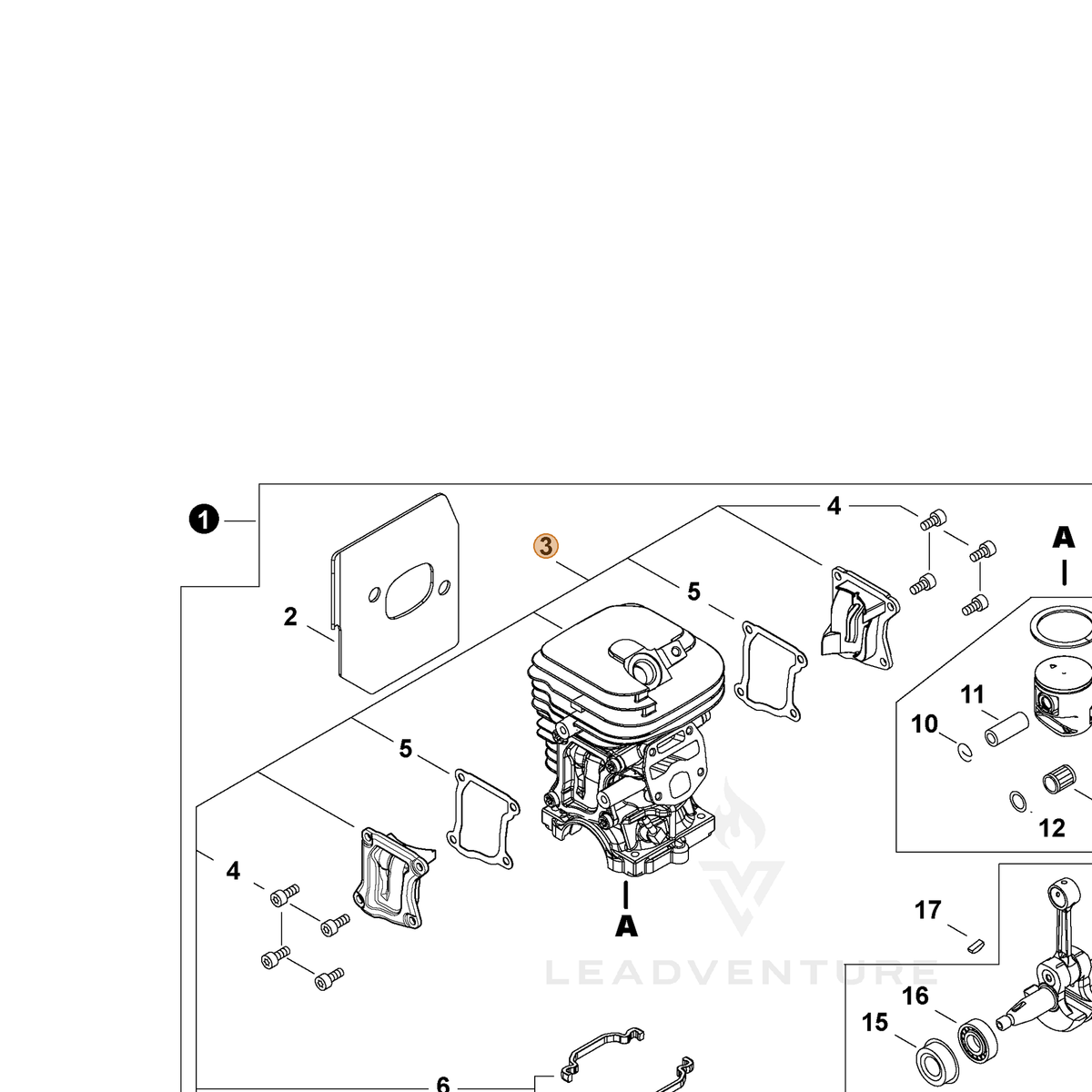 ECHO part P100004570 — IPL diagram snippet (6x zoom, amber highlight)