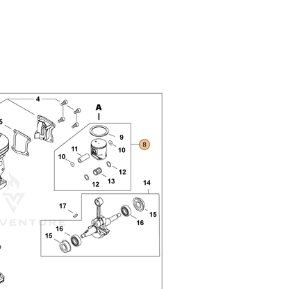 ECHO part P100004580 — IPL diagram snippet (6x zoom, amber highlight)