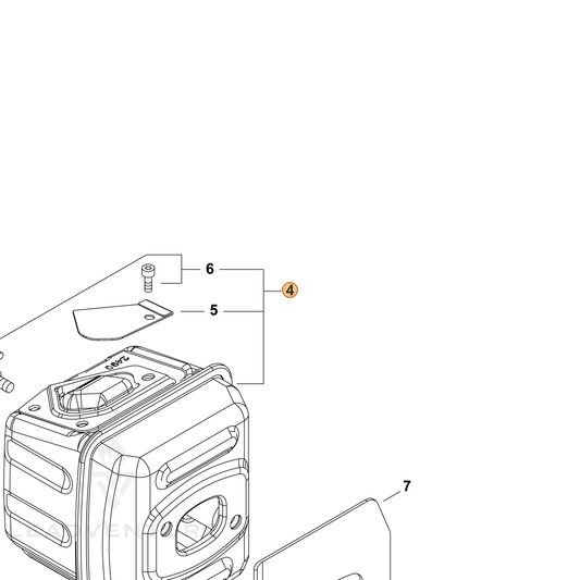 Echo part P100004621 — IPL diagram snippet (6x zoom, amber highlight)