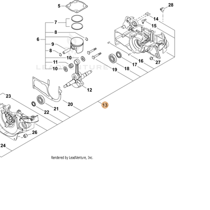Echo part P100005031 — IPL diagram snippet (6x zoom, amber highlight)