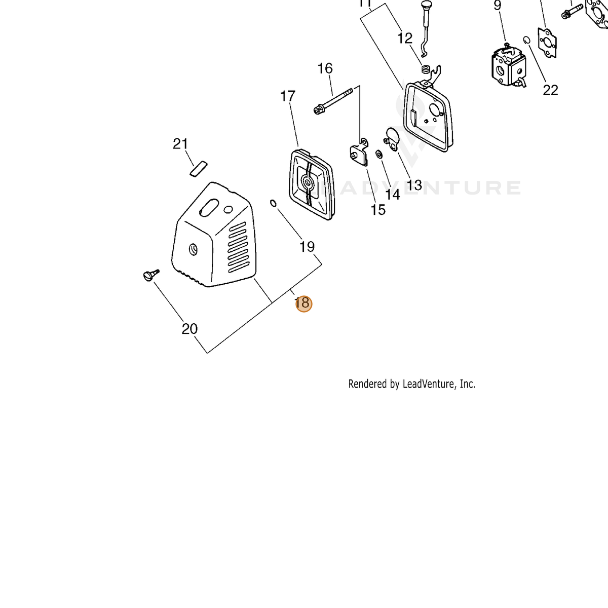 Echo part P100005190 — IPL diagram snippet (6x zoom, amber highlight)
