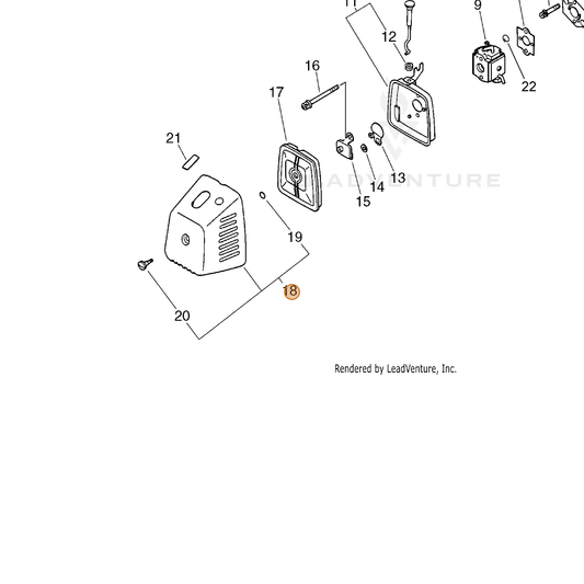 Echo part P100005190 — IPL diagram snippet (6x zoom, amber highlight)
