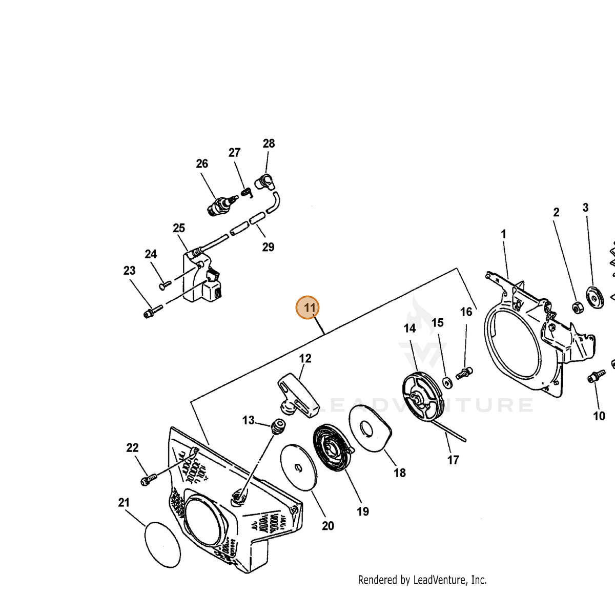 ECHO part P100006330 — IPL diagram snippet (6x zoom, amber highlight)