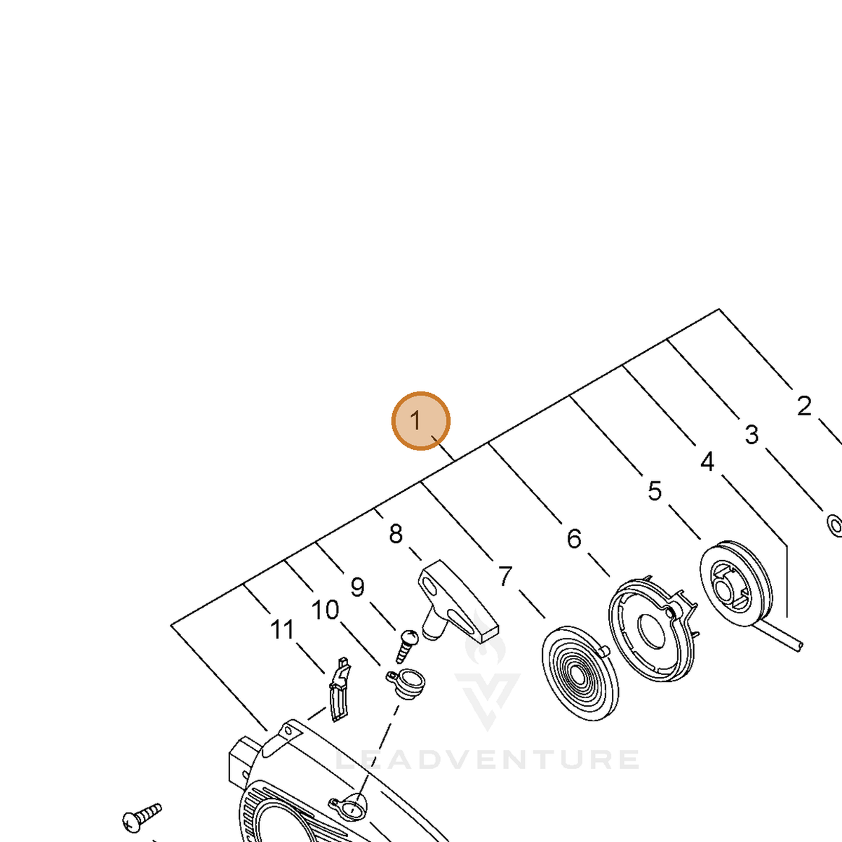 ECHO part P100006380 — IPL diagram snippet (6x zoom, amber highlight)
